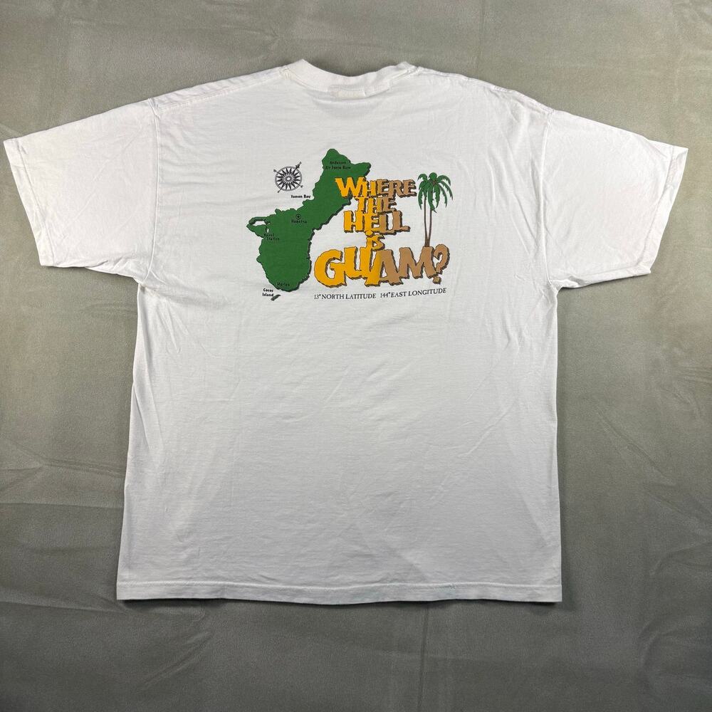 Vintage Guam Where The Hell Is‎ Guam T Shirt XL Hanes Heavyweight Tourist USA